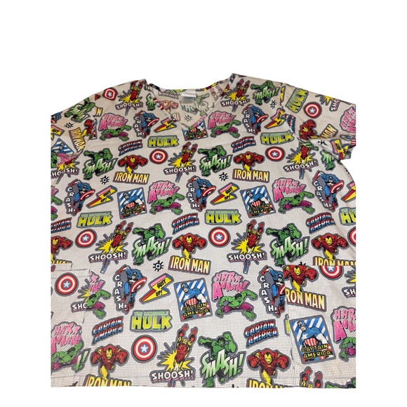 Marvel Avengers Other - Marvel Avengers Scrub Top 3XL Comic Print Iron Man Hulk Captain America Cotton